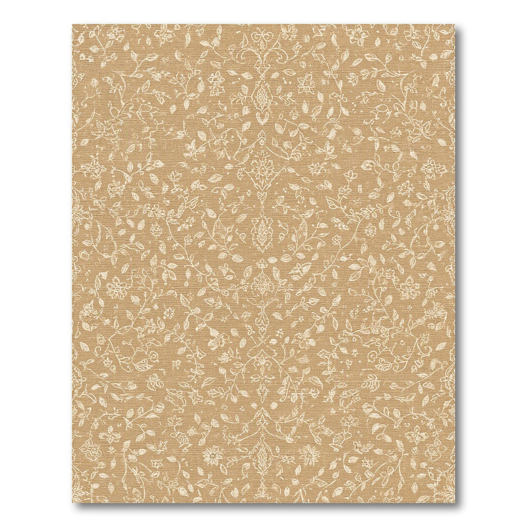 Tan Floral Vine Vintage Area Rug