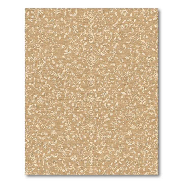 Tan Floral Vine Vintage Area Rug