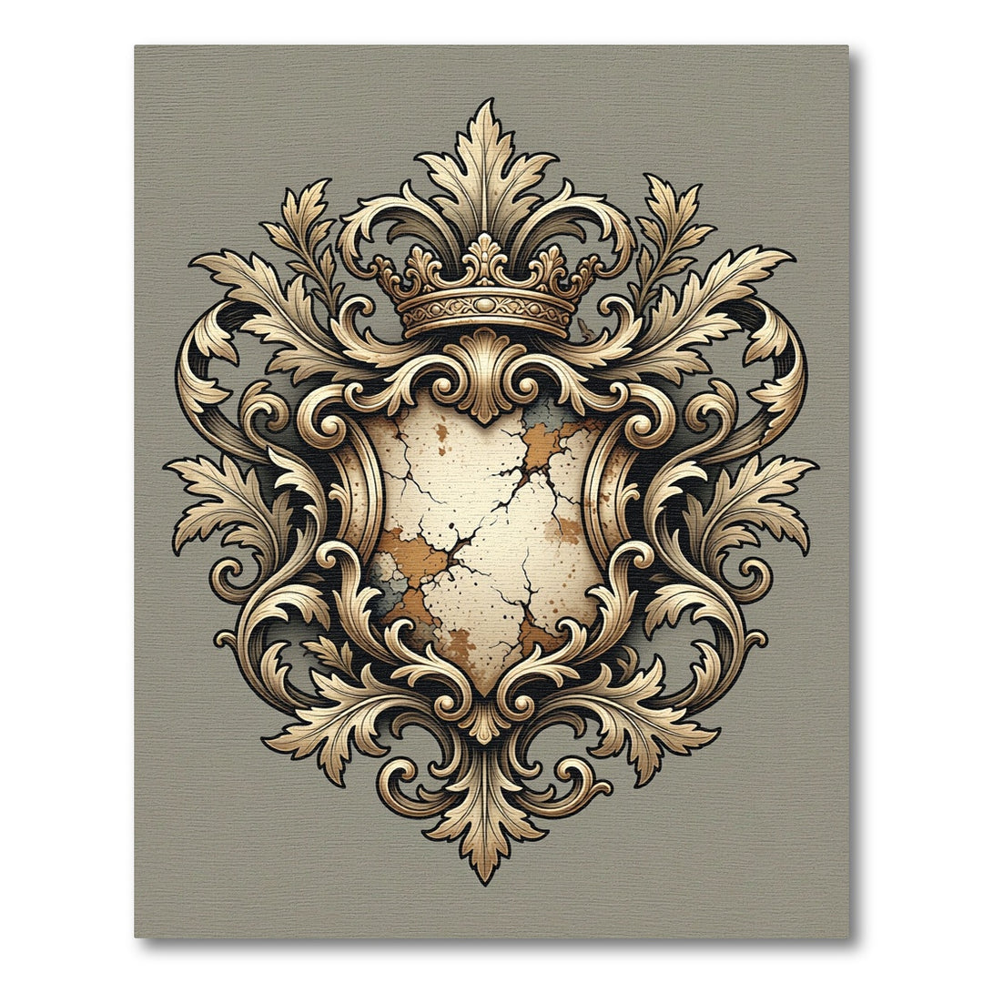 Gold Baroque Crown Crest Rug