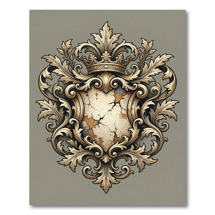 Gold Baroque Crown Crest Rug