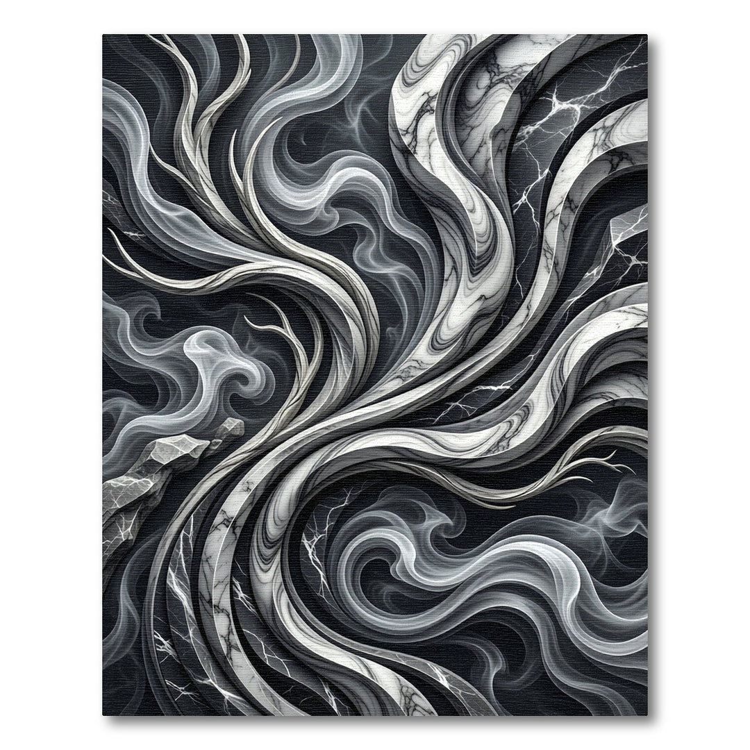 Monochromatic Marble Swirls Abstract Rug