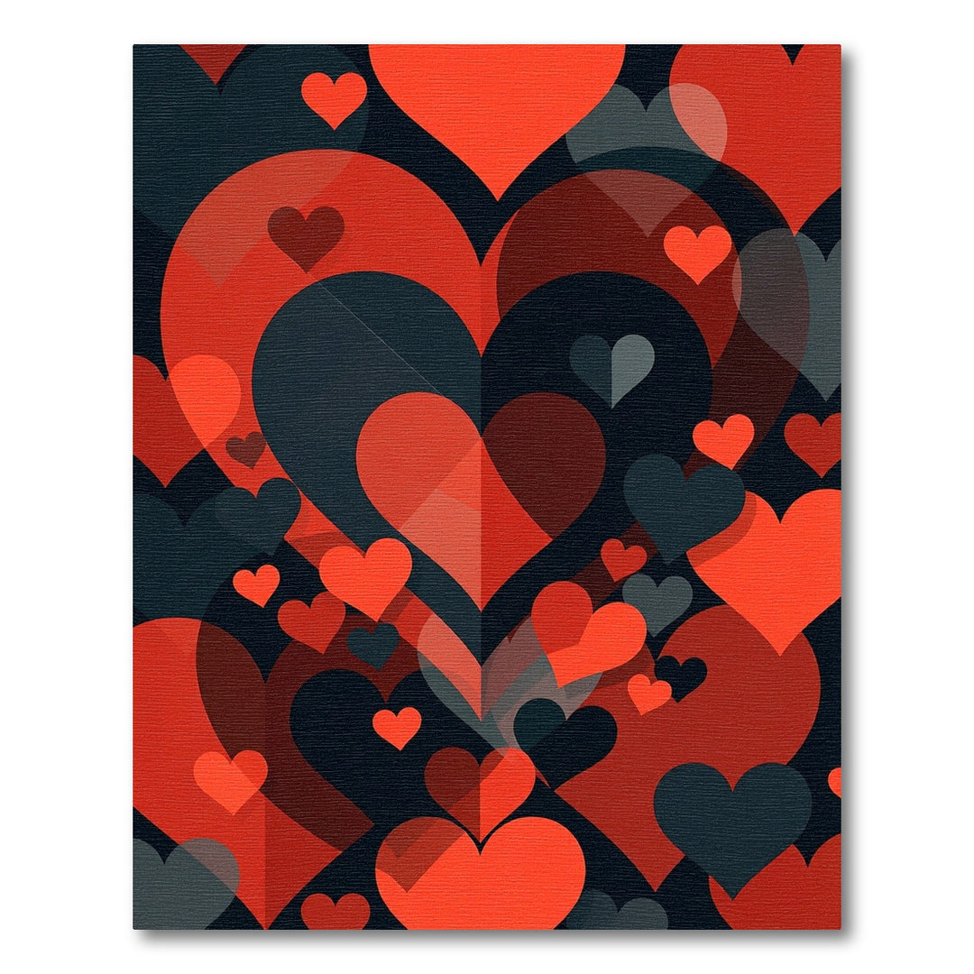 Bold Red Hearts Abstract Composition Rug