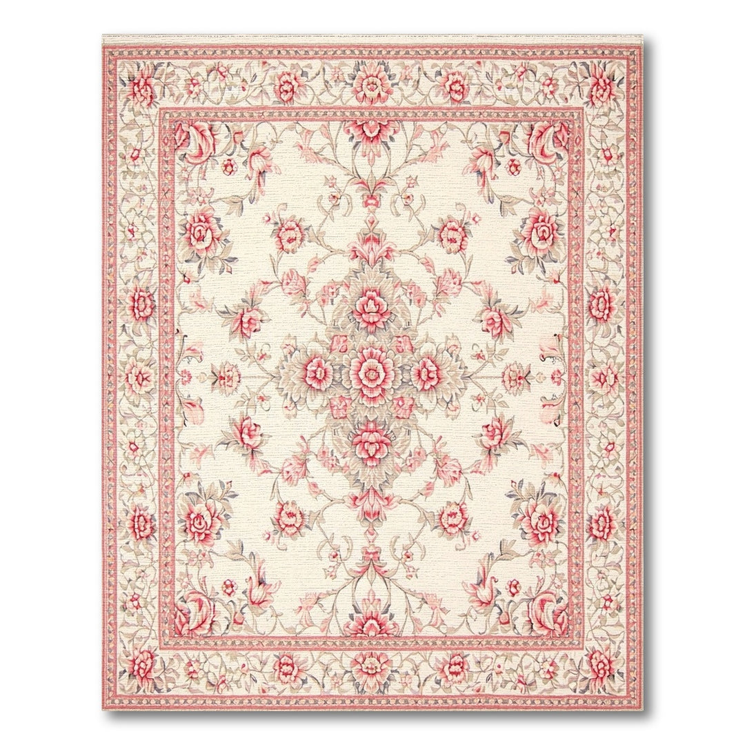Pink Rose Floral Vintage Area Rug