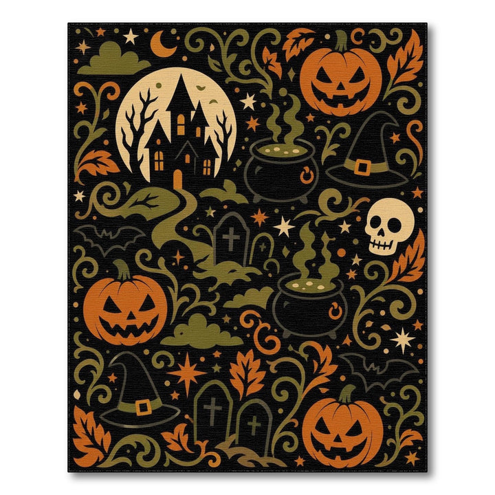 Spooky Halloween Pumpkin Cauldron Area Rug