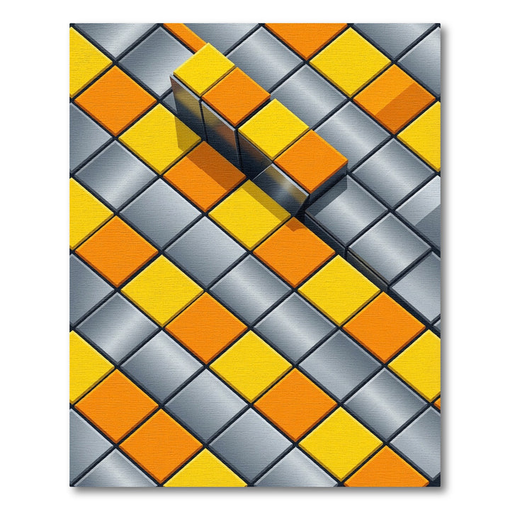 Bright Cubic Orange Yellow Geometric Rug