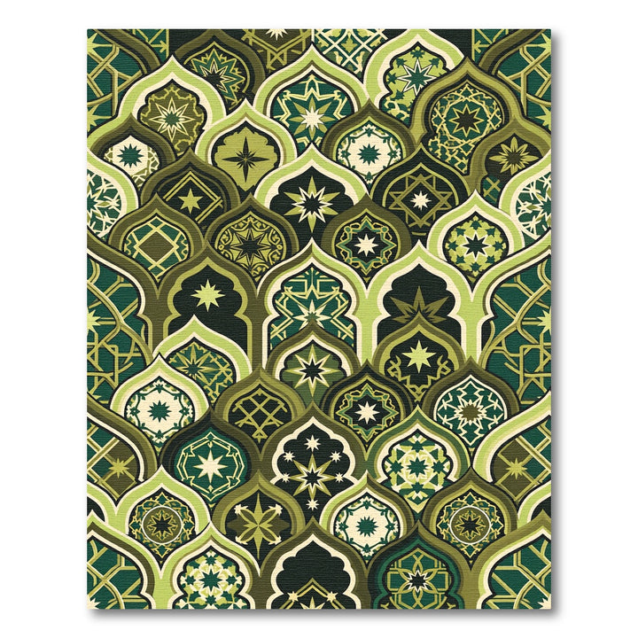 Emerald Green Medallion Arabesque Rug