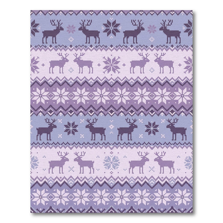 Purple Reindeer Snowflake Nordic Knit Rug
