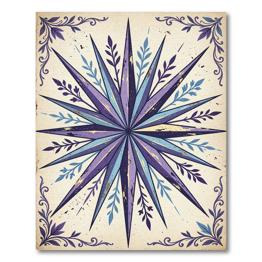 Purple Blue Starburst Floral Rug