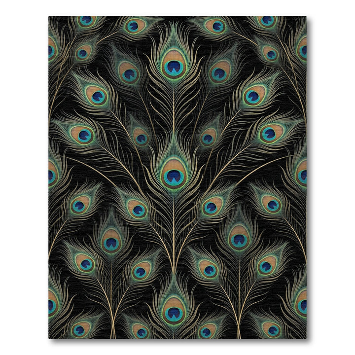Elegant Peacock Feather Black Rug