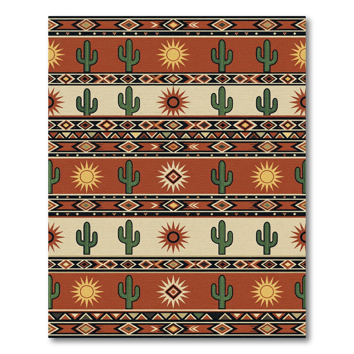 Southwestern Cactus Sun Tribal Runner Rug