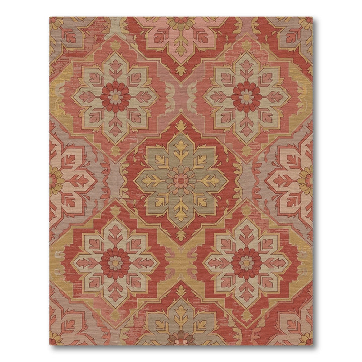 Terracotta Red Medallion Fragment Collage Rug
