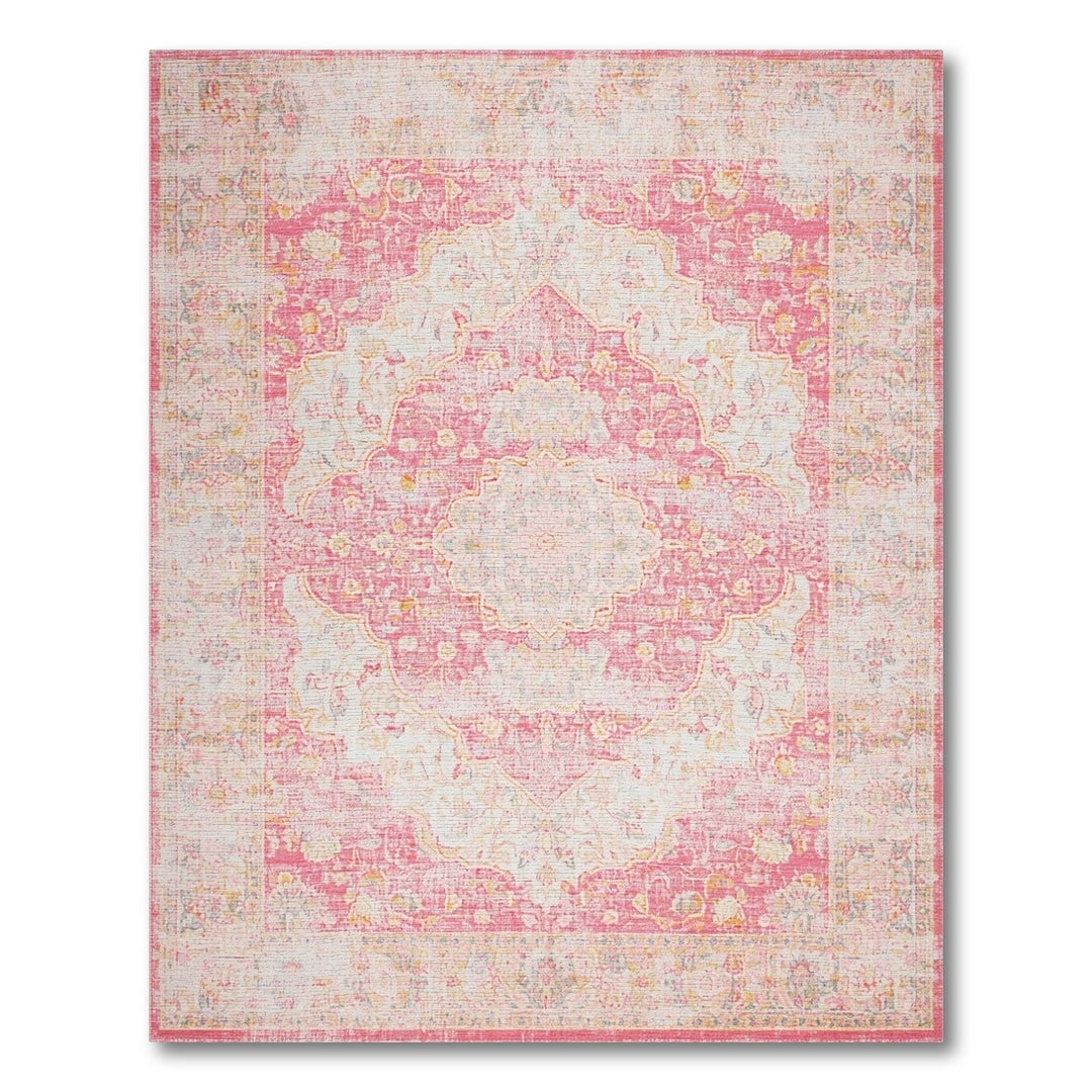 Pink Floral Pink Distressed Floral Vintage Area Rug