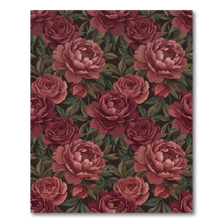 Deep Red Floral Garden Bloom Rug