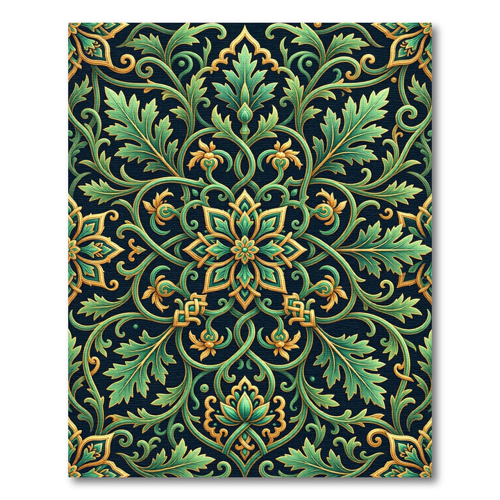Emerald Gold Leaf Scroll Area Rug