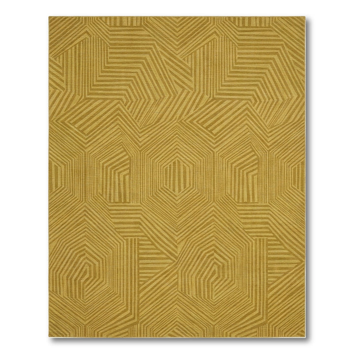 Olive Hexagonal Stripe Geometric Rug