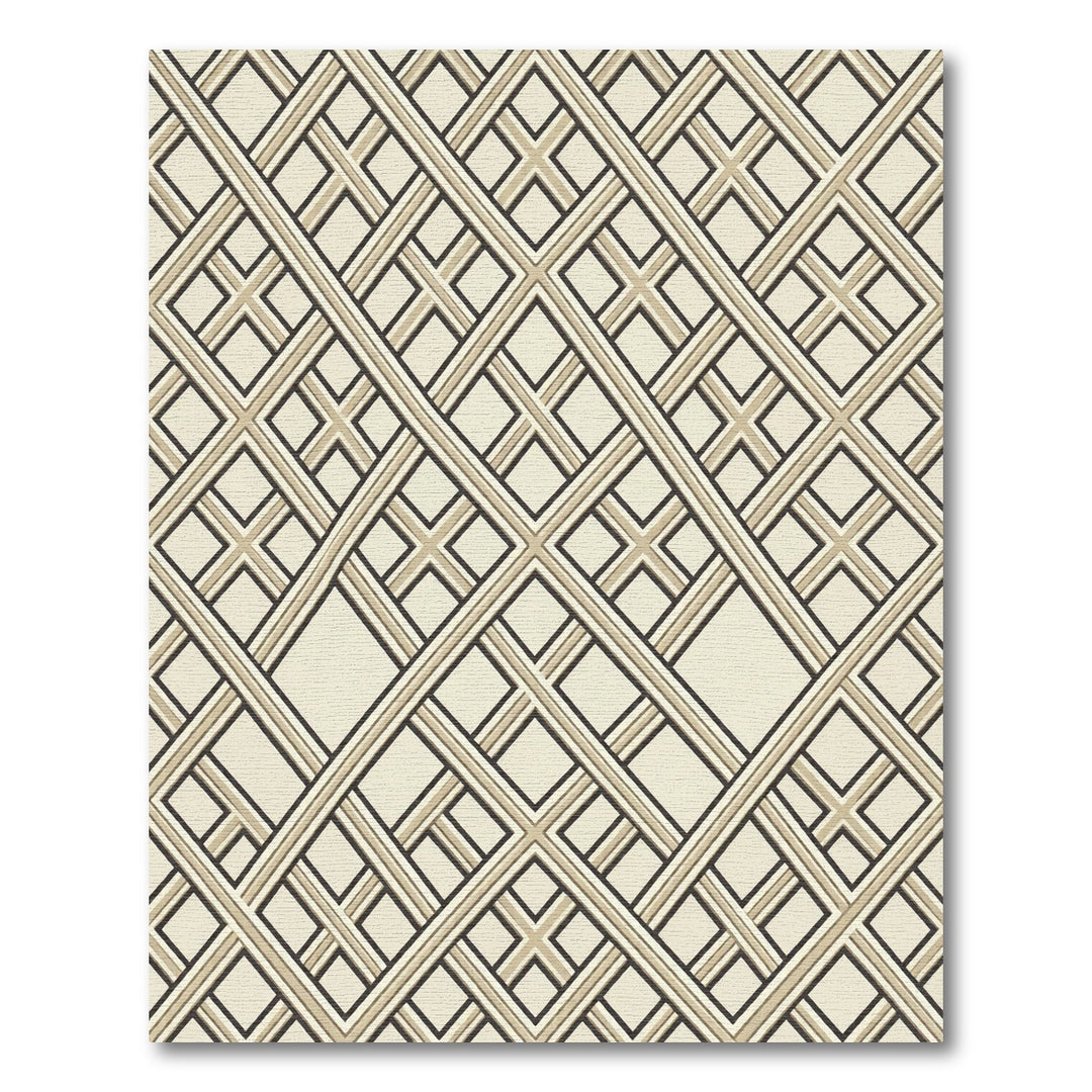 Geometric Lattice Sepia Diamonds Rug