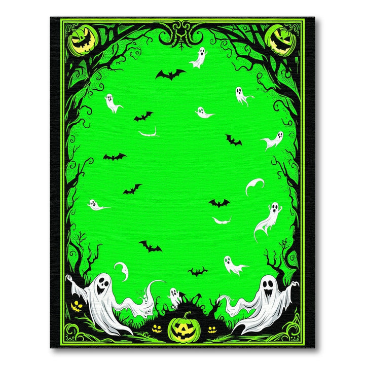 Green Halloween Ghosts and Bats Area Rug