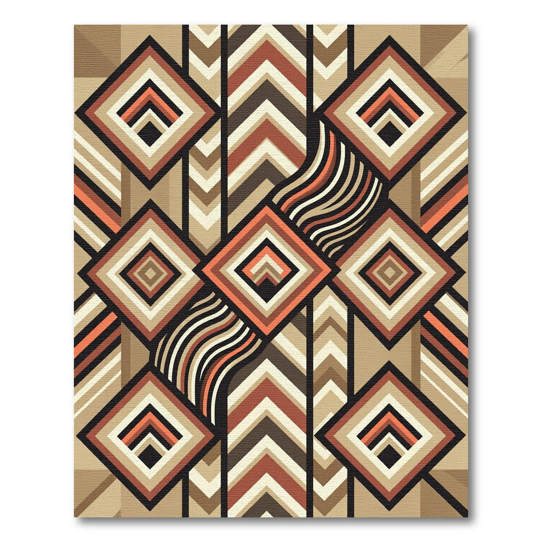 Retro Geometric Diamond Chevron Rug