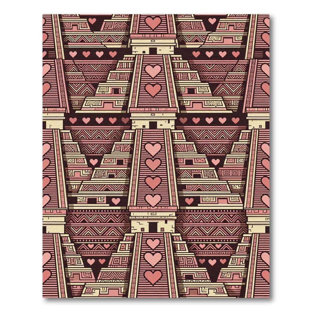 Pink Aztec Heart Temple Rug