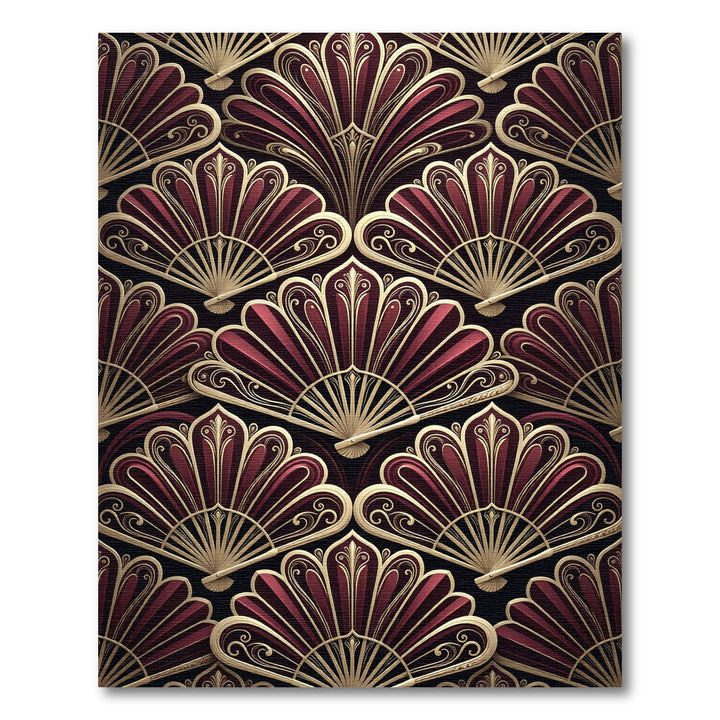 Art Deco Burgundy Fan Rug