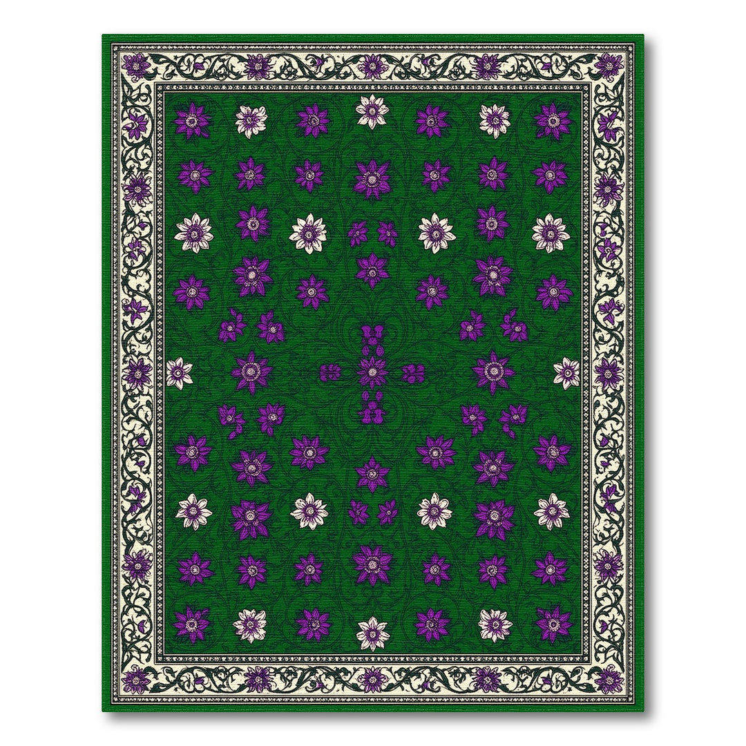Green Purple Floral Vintage Green Area Rug