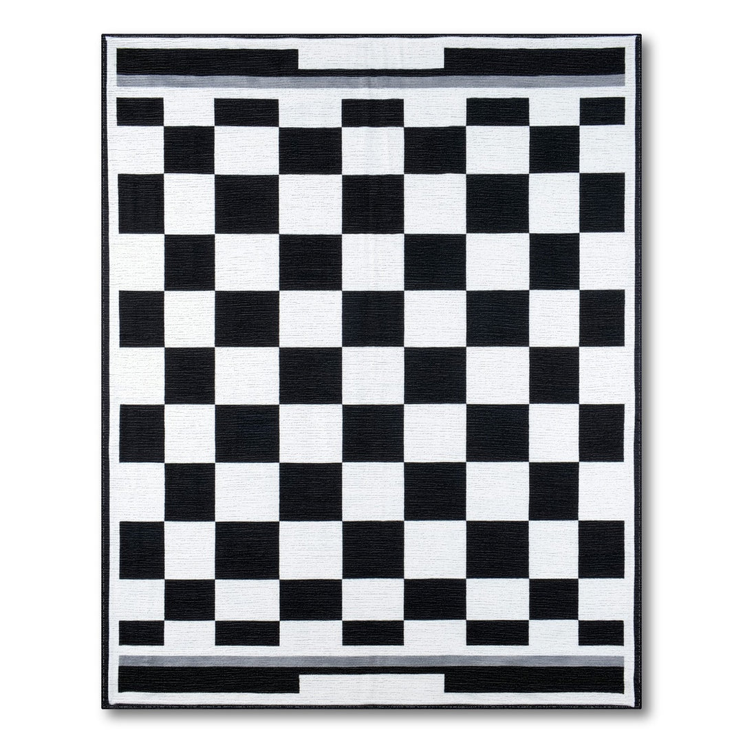 Geometric Modern Black and White Black and White Checkered Area Rug