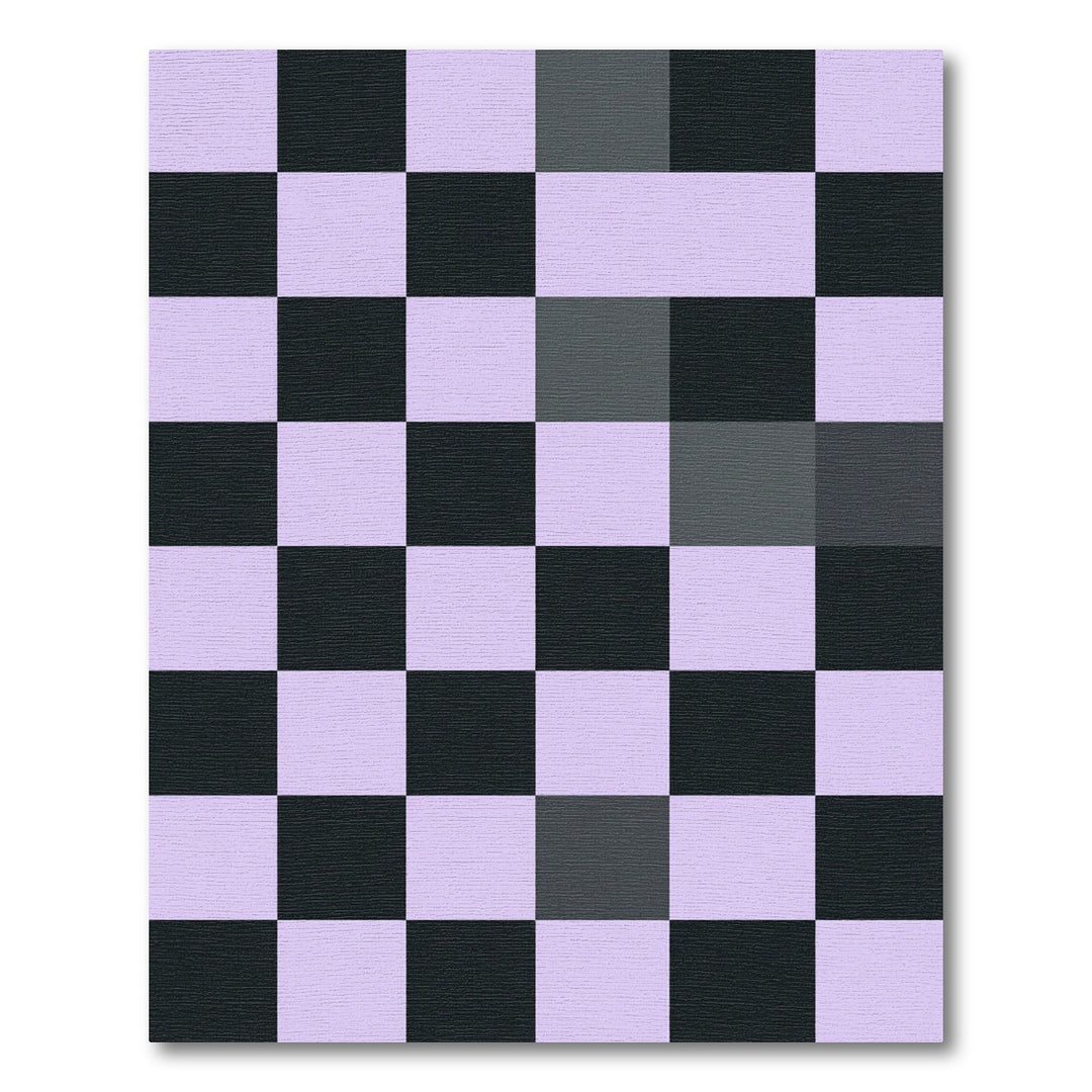 Lilac And Gray Checkerboard Pattern Rug