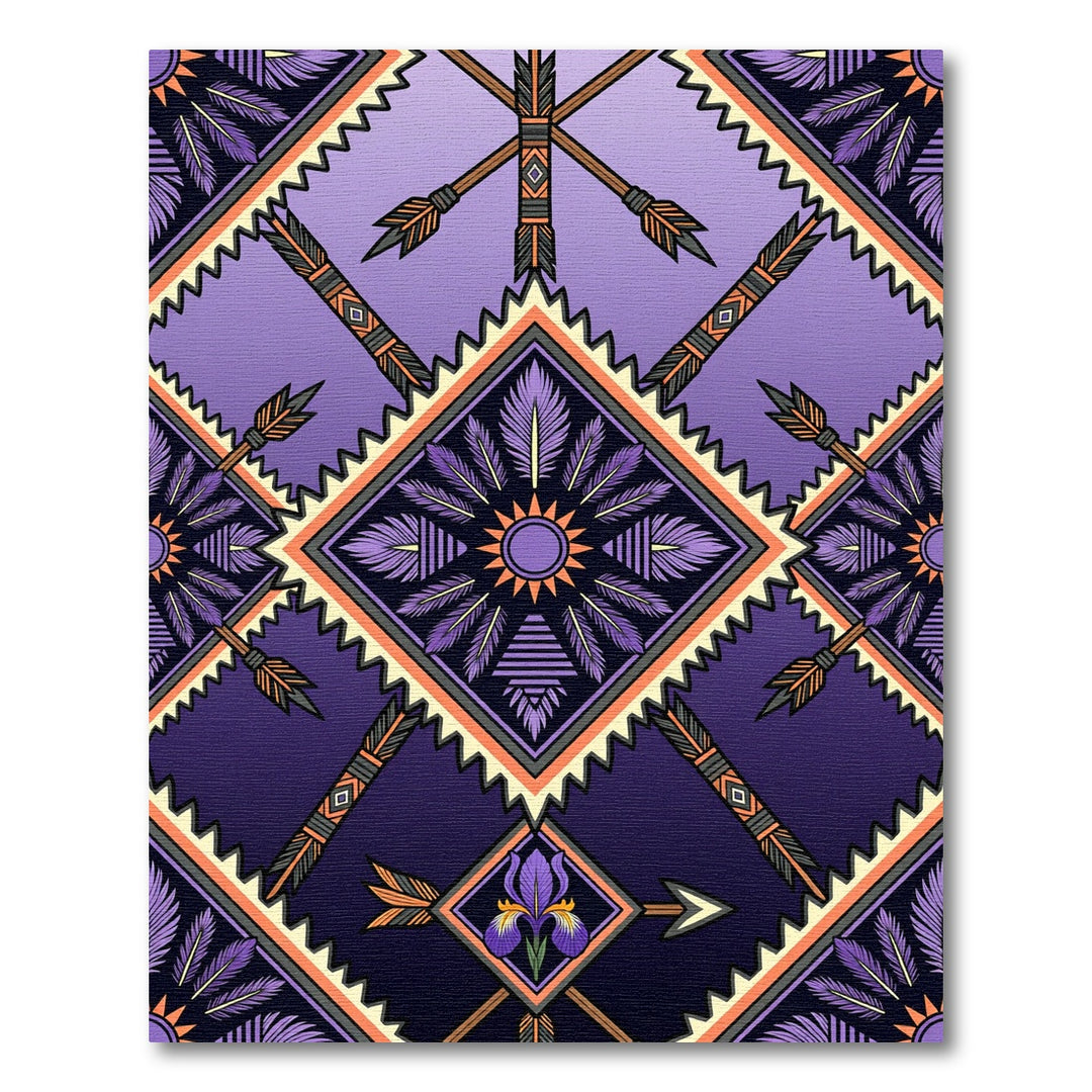 Boho Purple Feather Arrow Diamond Rug