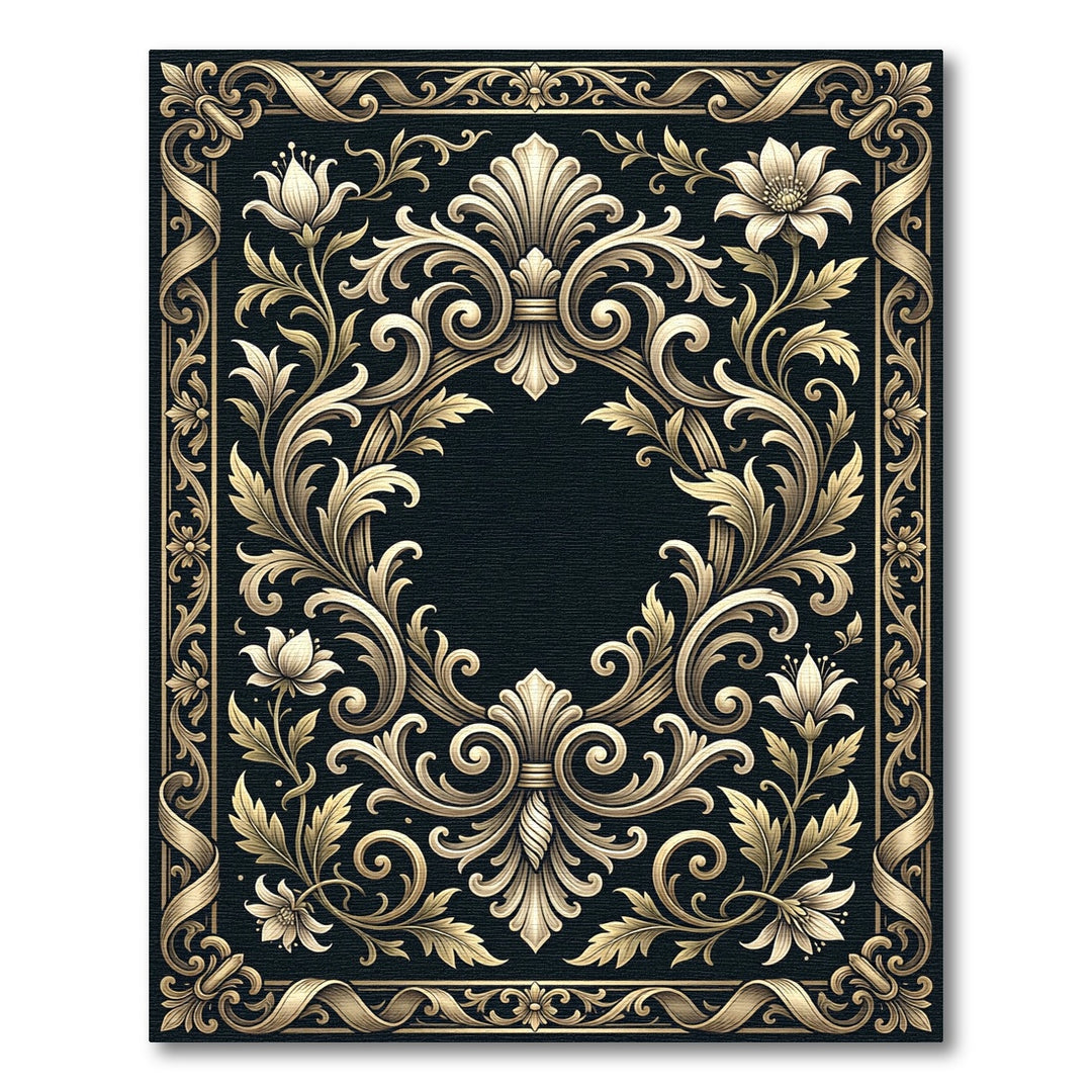Golden Acanthus Leaf Scroll Rug