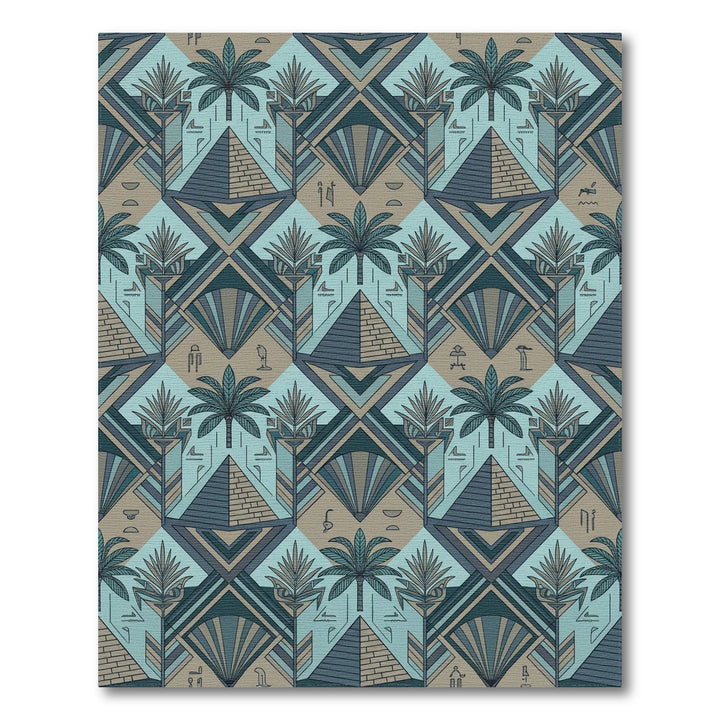 Ancient Egyptian Palm Pyramid Geometric Rug