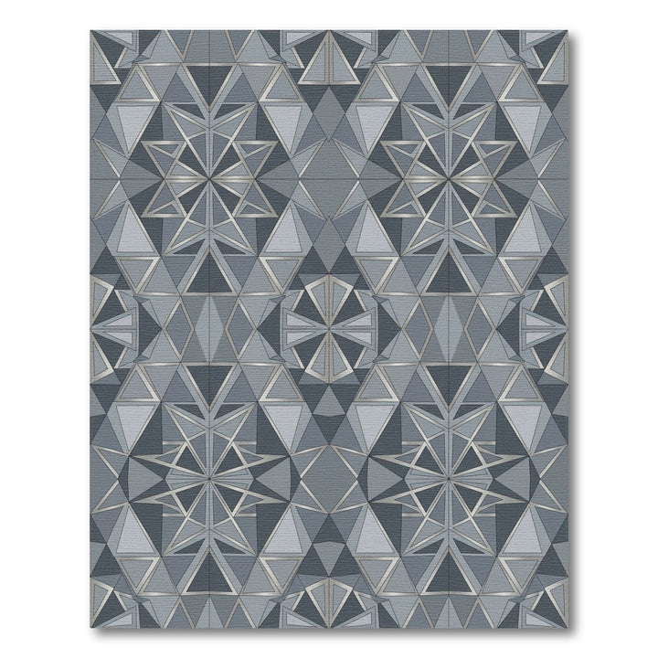 Cool Gray Geometric Starburst Rug