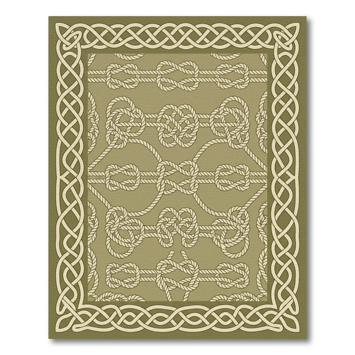 Nautical Beige Rope Knot Border Rug