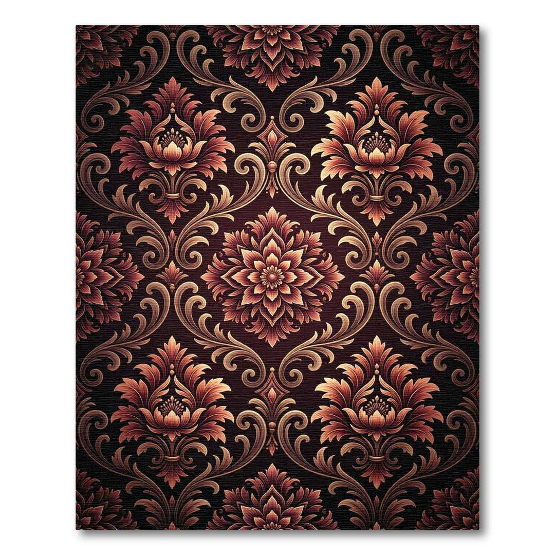 Vintage Gold Damask Floral Ornament Rug