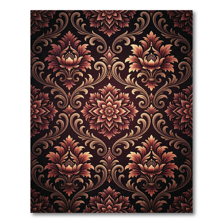 Vintage Gold Damask Floral Ornament Rug
