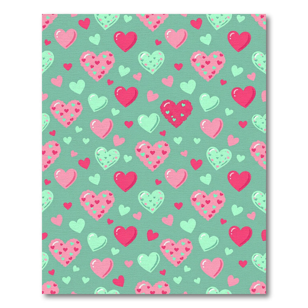Sweet Pink Mint Hearts Rug