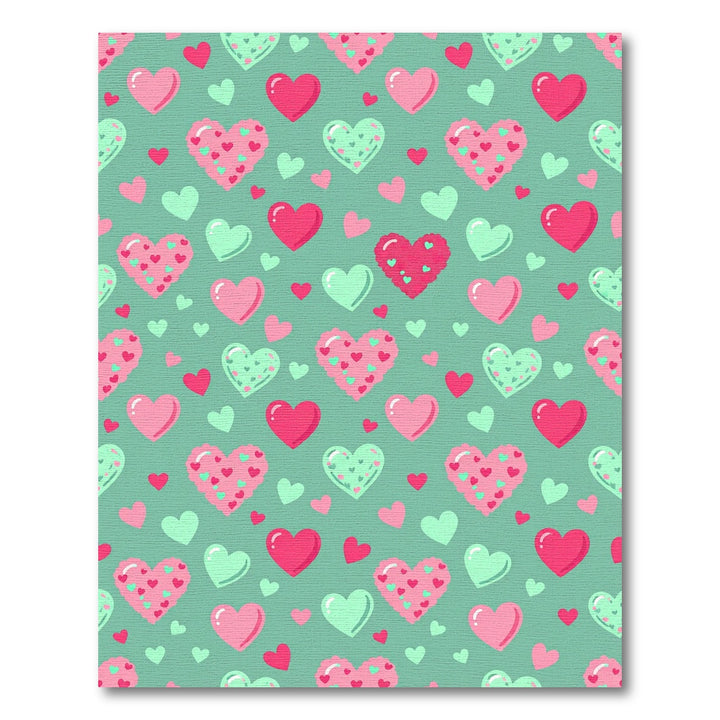 Sweet Pink Mint Hearts Rug
