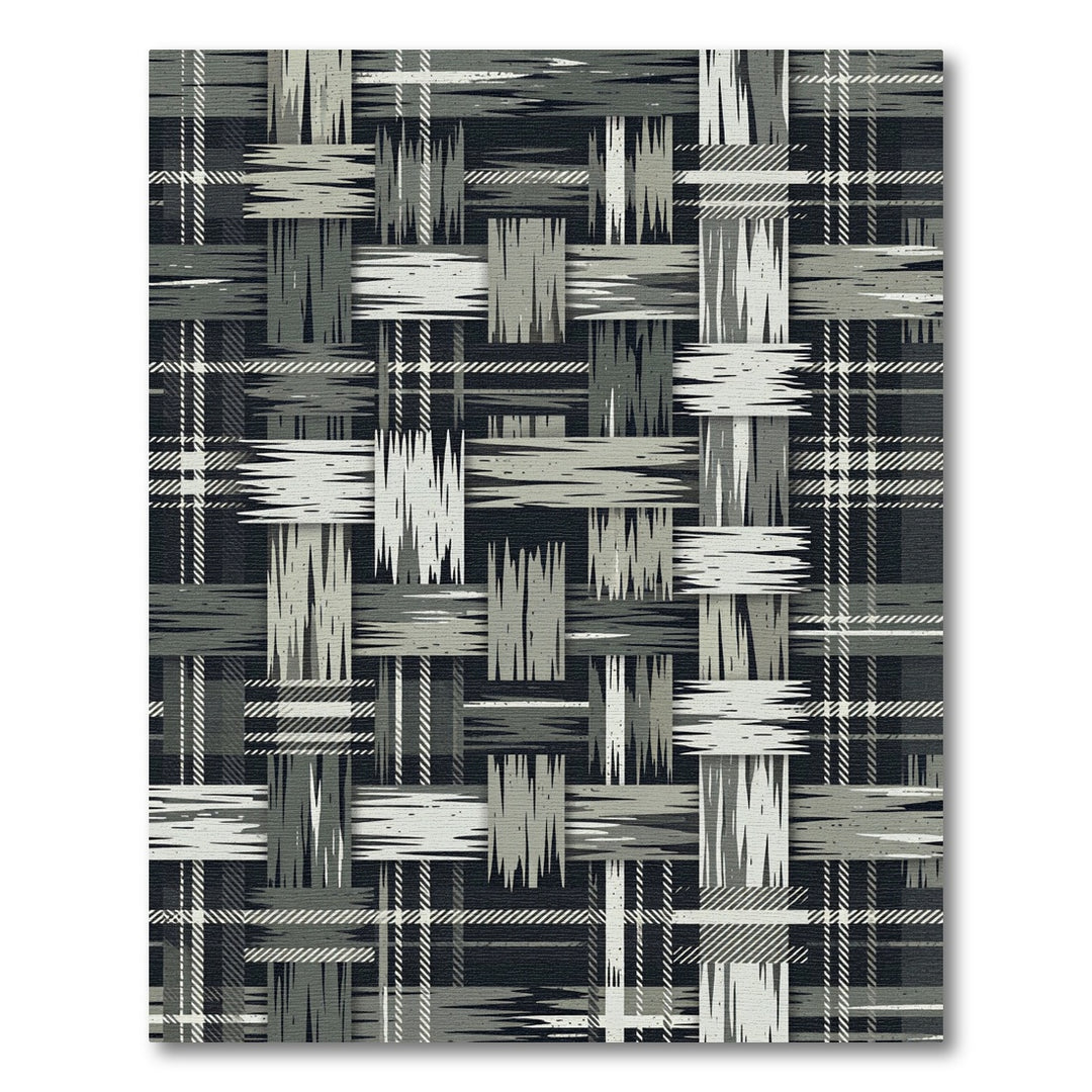 Distressed Woven Plaid Area Rug