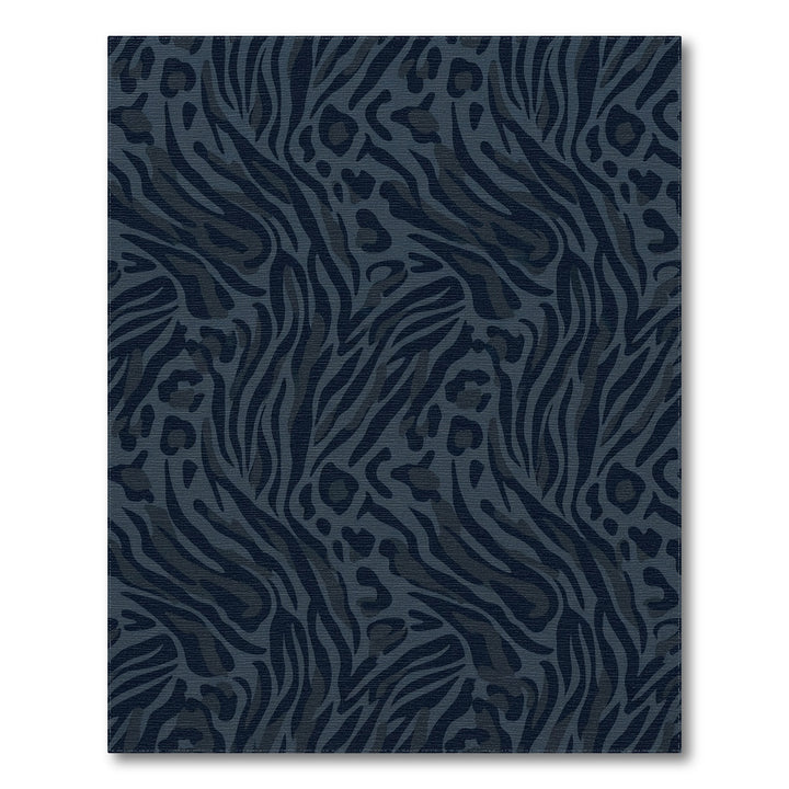 Dark Blue Animal Print Stripes Rug