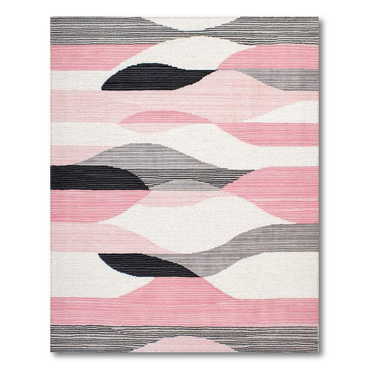 Geometric Modern Pink Geometric Wave Area Rug