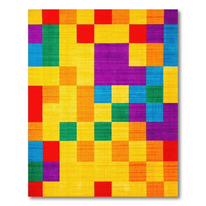 Vibrant Geometric Block Multi-Color Area Rug