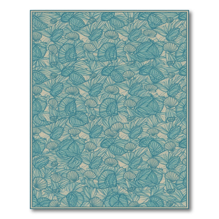 Blue Teal Seashell Coastal Area Rug