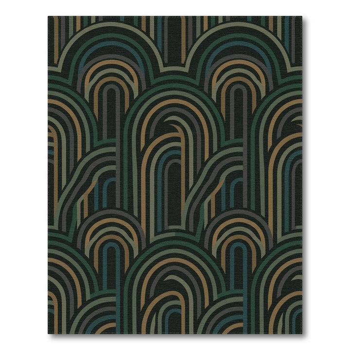 Earthy Green Rainbow Arc Rug