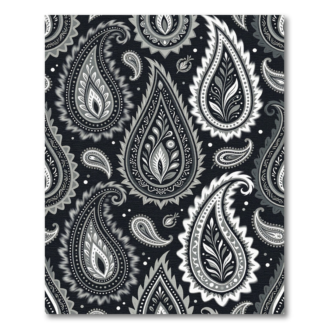 Classic Paisley Black White Rug