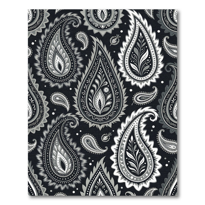 Classic Paisley Black White Rug