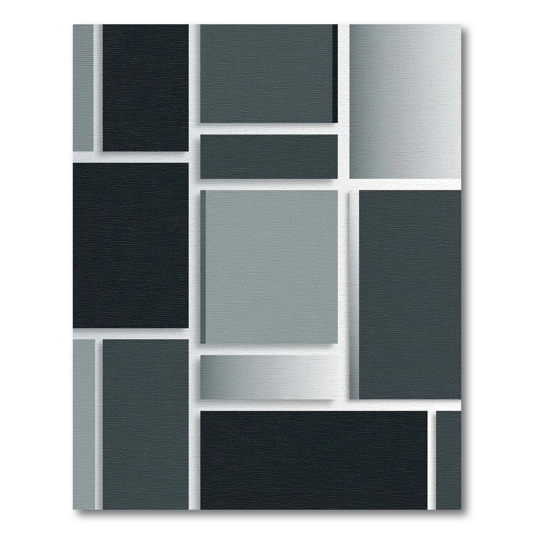 Minimalist Monochrome Geometric Blocks Rug
