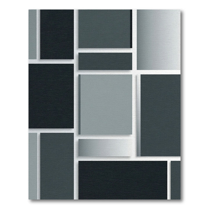 Minimalist Monochrome Geometric Blocks Rug