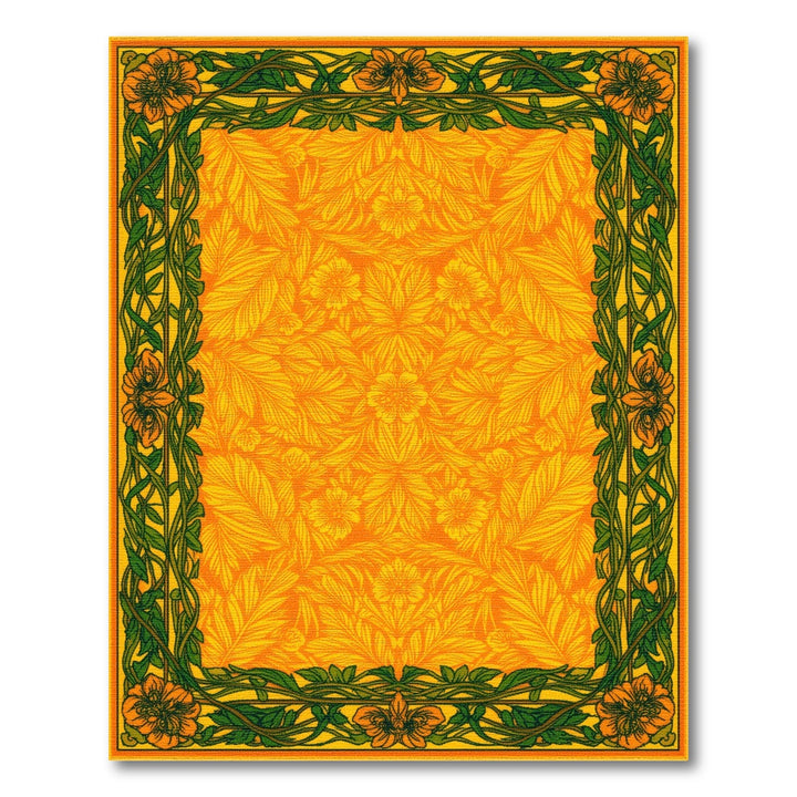 Yellow Floral Vintage Area Rug