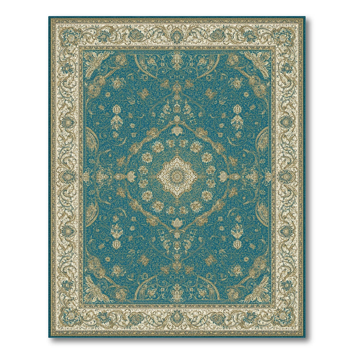 Traditional Persian Gold Teal Gold Persian Medallion Area Rug