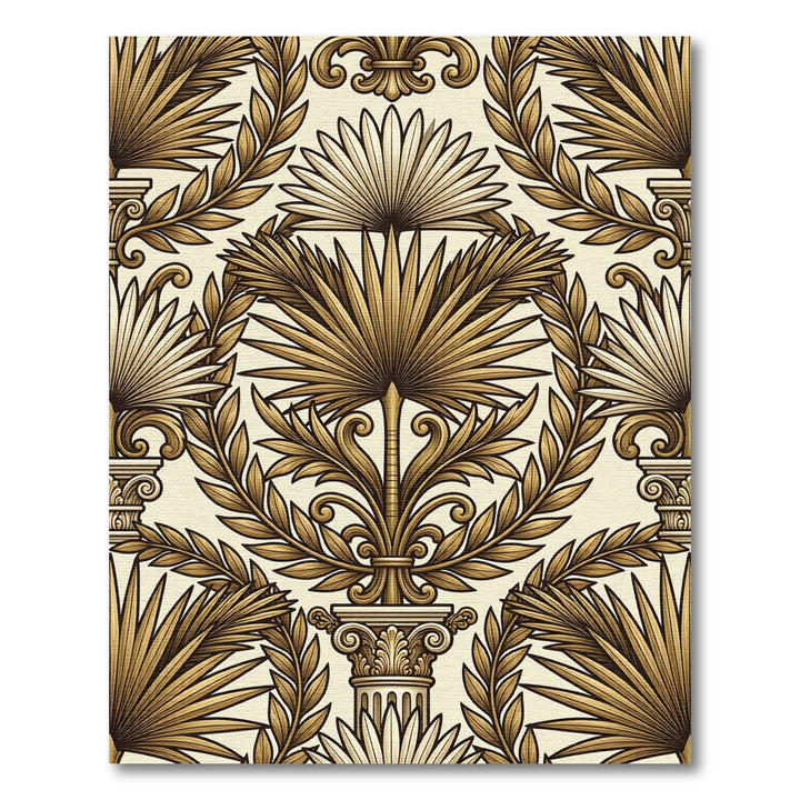 Antique Gold Palm Leaf Column Rug