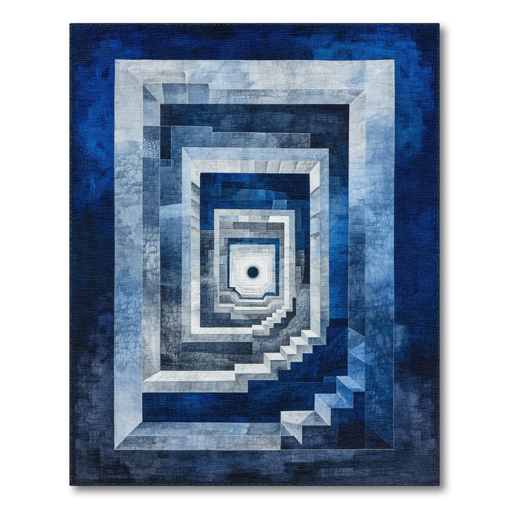 Blue Geometric Staircase Area Rug